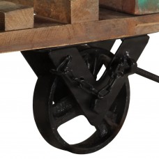 Kafijas galdiņš ar riteņiem, 40x40x42 cm, pārstrādāts masīvkoks