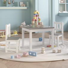 3-daļīgs bērnu galda un krēslu komplekts, balts ar pelēku, mdf