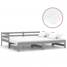 Izvelkama gulta, 2x(90x200) cm, pelēka, priedes masīvkoks