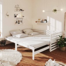 Izvelkama gulta, 2x(90x200) cm, balta, priedes masīvkoks