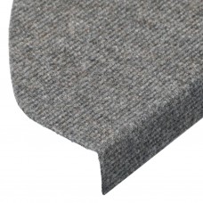 Kāpņu paklāji, 15 gab., pašlīmējoši, 65x22,5x3,5 cm, pelēki