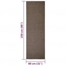 Paklājs, dabīgs sizals, 80x250 cm, brūns