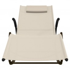 Sauļošanās šūpuļkrēsli, 2 gab., tērauds, krēmkrāsas tekstilēns