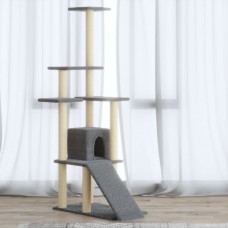 Kaķu māja ar sizala stabiem nagu asināšanai, 155 cm, pelēka