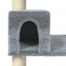 Kaķu māja ar sizala stabiem nagu asināšanai, 141 cm, pelēka
