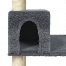 Kaķu māja ar sizala stabiem nagu asināšanai, 141 cm, pelēka