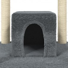 Kaķu māja ar sizala stabiem nagu asināšanai, 174 cm, pelēka