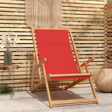 Saliekams pludmales krēsls, masīvs tīkkoks, sarkans