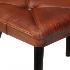 Atzveltnes krēsls ar kāju balstu, brūna dabīgā āda