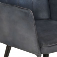 Atzveltnes krēsls ar kāju balstu, pelēka dabīgā āda