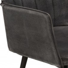 Atzveltnes krēsls ar kāju balstu, melns vintāžas audums