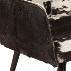 Atzveltnes krēsls ar kāju balstu, melna dabīgā āda