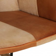 Šūpuļkrēsls, brūna dabīgā āda un audums