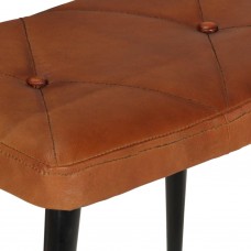 Šūpuļkrēsls ar kāju balstu, brūna dabīgā āda