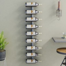 Vīna pudeļu sienas plaukts 9 pudelēm, balts, dzelzs