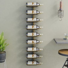 Vīna pudeļu sienas plaukts 9 pudelēm, zeltaina dzelzs