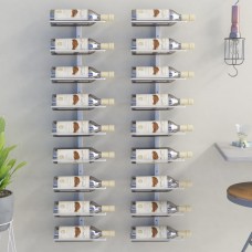 Vīna pudeļu sienas plaukti 9 pudelēm, 2 gab., balti, dzelzs