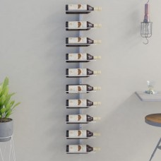Vīna pudeļu sienas plaukts 10 pudelēm, balts, metāls
