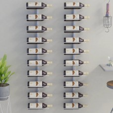 Vīna pudeļu sienas plaukti 10 pudelēm, 2 gab., balti, metāls