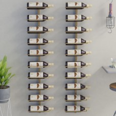 Vīna pudeļu sienas plaukti 10 pudelēm, 2 gab., zeltains metāls