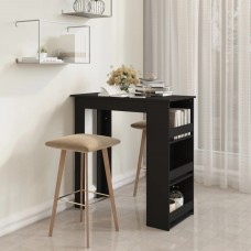 Bāra galds ar plauktu, melns, 102x50x103,5 cm, skaidu plāksne