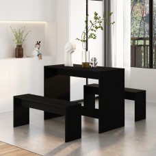 3-daļīgs virtuves mēbeļu komplekts, melns, skaidu plāksne