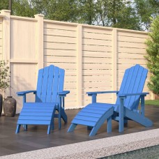 Dārza krēsli ar kāju balstiem, 2 gab., hdpe, ūdens zili