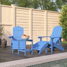 Dārza krēsli ar galdiņu un kājsoliņu, hdpe, ūdens zili