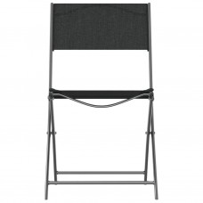 Saliekami dārza krēsli, 2 gab., melns tērauds un tekstilēns