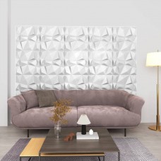 3d sienas paneļi, 24 gab., 50x50 cm, balti dimanti, 6 m²
