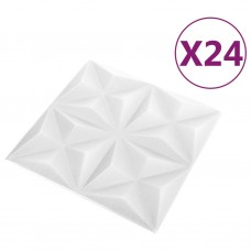 3d sienas paneļi, 24 gab., 50x50 cm, balts origami, 6 m²