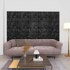 3d sienas paneļi, 48 gab., 50x50 cm, melni dimanti, 12 m²