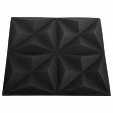 3d sienas paneļi, 24 gab., 50x50 cm, melns origami, 6 m²