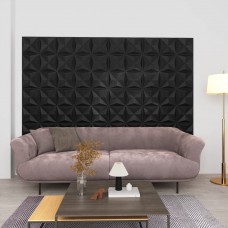 3d sienas paneļi, 48 gab., 50x50 cm, melns origami, 12 m²