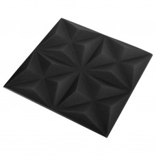 3d sienas paneļi, 12 gab., 50x50 cm, melns origami, 3 m²