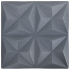 3d sienas paneļi, 12 gab., 50x50 cm, pelēks origami, 3 m²