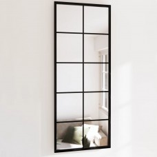 Sienas spogulis, melns, 100x40 cm, metāls