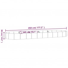 Augstā puķu kaste, 450x140x36 cm, pulverkrāsots tērauds, pelēka