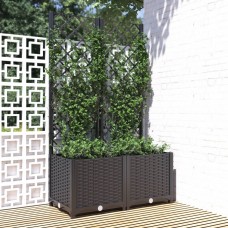 Dārza puķu kaste ar špaleru, melna, 80x40x136 cm, pp