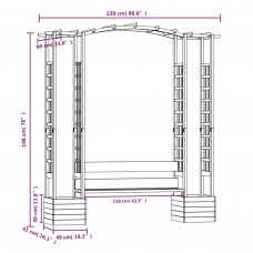 Dārza pergola ar solu un puķu kastēm, impregnēts priedes koks