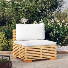 Dārza vidējais dīvāns ar krēmkrāsas spilveniem, masīvs tīkkoks