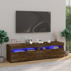 Tv skapītis ar led lampiņām, tumša ozolkoka krāsā, 75x35x40 cm