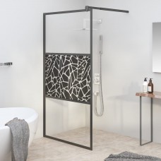 Dušas siena, 100x195 cm, esg stikls, akmeņu dizains, melna