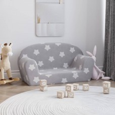 Divvietīgs bērnu dīvāns, gaiši pelēks ar zvaigznēm, plīšs