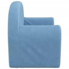 Divvietīgs bērnu dīvāns, zils, mīksts plīšs