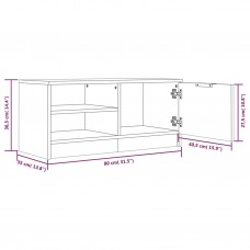 Tv skapītis, pelēka ozolkoka, 80x35x36,5 cm, inženierijas koks