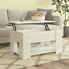 Kafijas galdiņš, spīdīgi balts, 79x49x41 cm, inženierijas koks