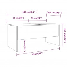 Kafijas galdiņš spīdīgi balts 102x50,5x46,5cm inženierijas koks