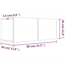 Tv skapītis, pelēka ozola, 80x30x30 cm, inženierijas koks