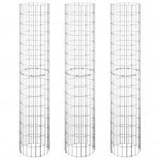 Gabioni, puķu kastes, 3 gab., apaļi, cinkots tērauds, ø30x150cm